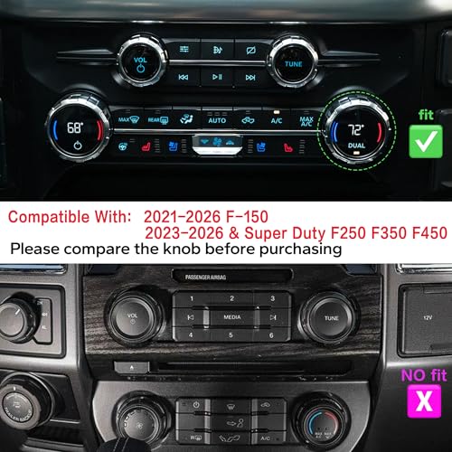 Polodunn for Ford F150 Accessories 2021-2025 2026 & Super Duty F250 F350 F450 2023-2026, 9pcs Aluminum Alloy Knob Cover Trim Set - Push Start, A/C, Volume, Headlight, Trailer & Drive Mode (Orange) - Image 2