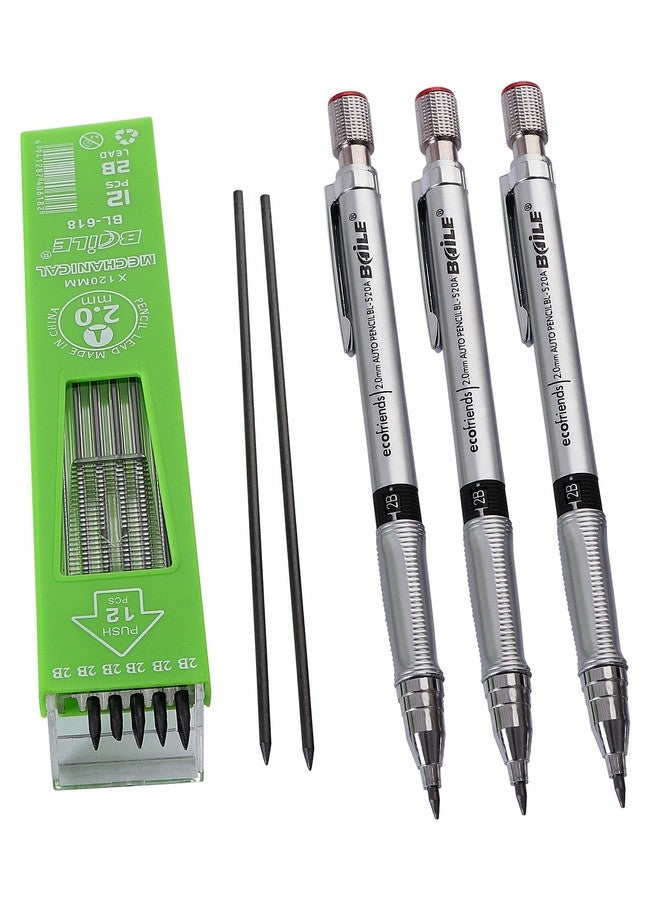 worison Set of 3 Mechanical Lead Pencil and 12 Black Leads - Image 2