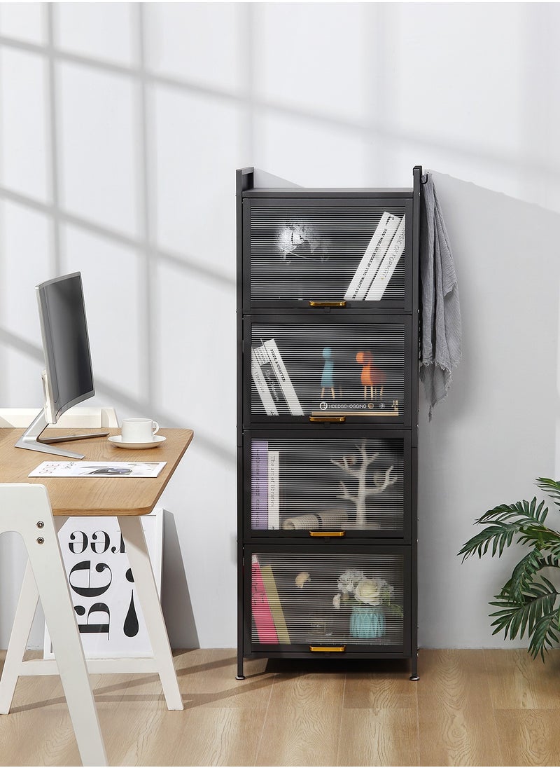 LAWAZIM - Iron Cabinet 4 layers-Black |Storage Shelf| Organization with Wheels - Image 1