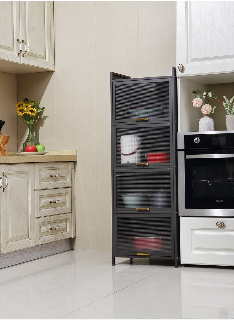 LAWAZIM - Iron Cabinet 4 layers-Black |Storage Shelf| Organization with Wheels - Image 1