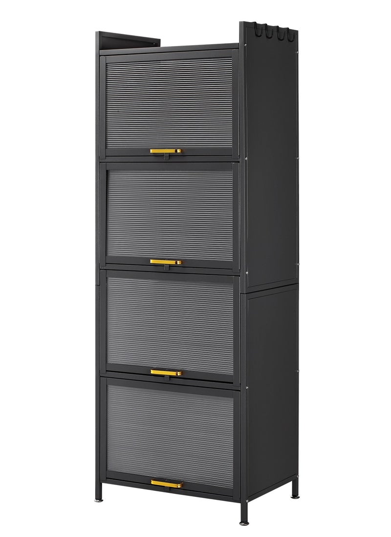 LAWAZIM - Iron Cabinet 4 layers-Black |Storage Shelf| Organization with Wheels - Image 1