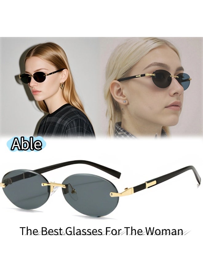 ABLE 【2025New Glasses】Women's polarized oval fashion sunglasses - UV400 UV protection, high-definition anti-glare, black gold frame - suitable for fishing/shopping/driving/traveling/parties, fashionable facial accessories, popular online item - Image 1
