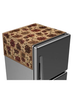 Kuber Industries Kuber Industries Flower Print PVC Fridge Top Cover with 6 Utility Side Pockets (Beige)  - Image 1