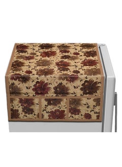 Kuber Industries Kuber Industries Flower Print PVC Fridge Top Cover with 6 Utility Side Pockets (Beige)  - Image 4