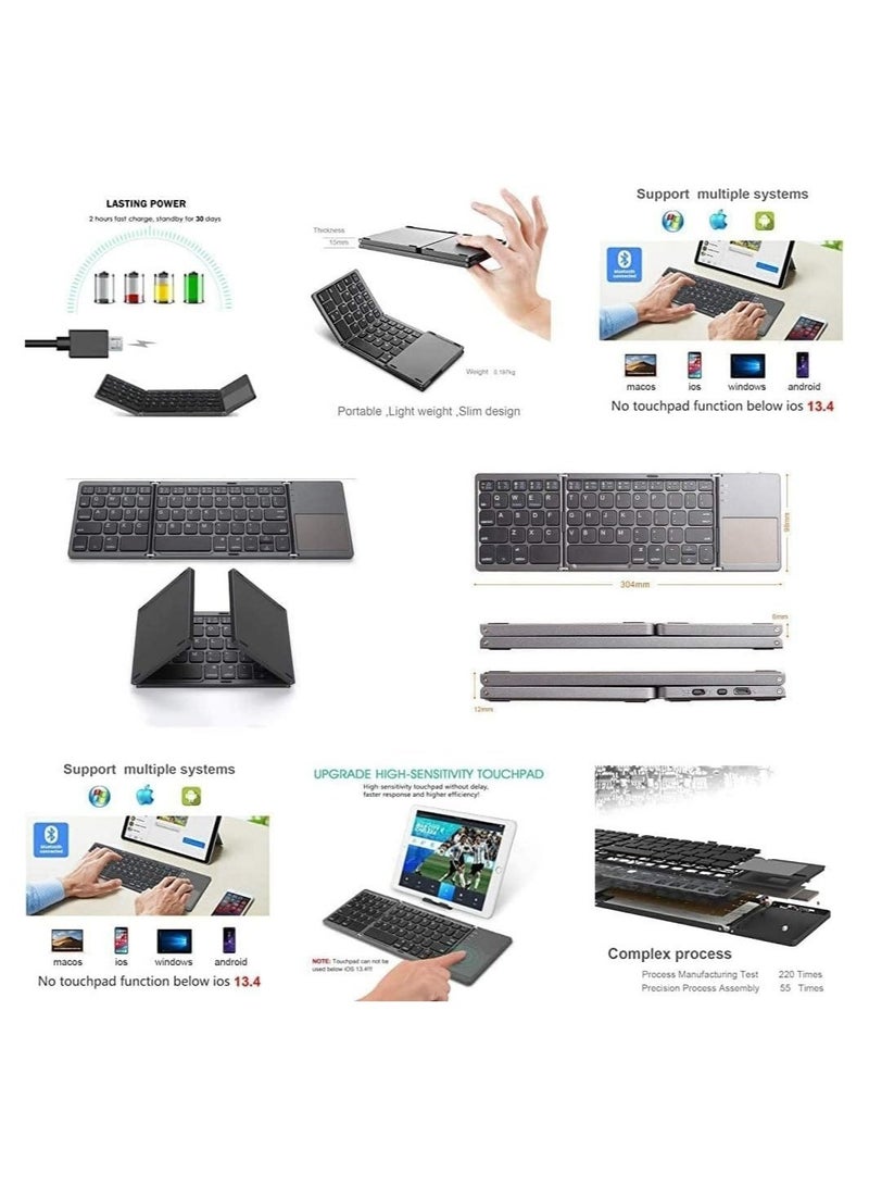 ELTRAZONE Ultra Thin Mini Bluetooth 3.0 Foldable Keyboard Wireless Folding BT With Touchpad Keyboard compatible with Tablet PC Laptop Mobilephone - Image 4