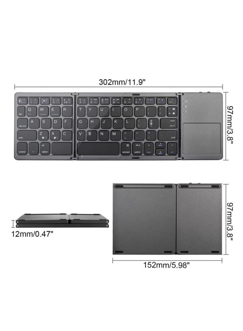 ELTRAZONE Ultra Thin Mini Bluetooth 3.0 Foldable Keyboard Wireless Folding BT With Touchpad Keyboard compatible with Tablet PC Laptop Mobilephone - Image 3