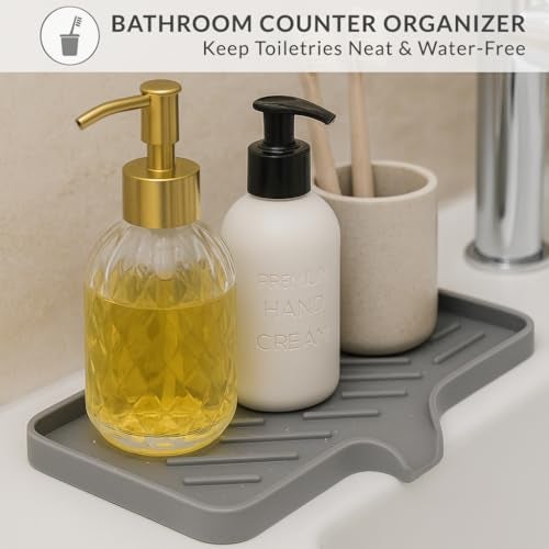 HOMEZE Silicone Sink Drainer Mat 24×15 cm | Multipurpose Kitchen Sink Organizer Tray for Soap, Sponge, Brush Storage & Drying| Non-Slip, Heat-Resistant, Flexible & Easy to Clean Counter Mat - Image 4