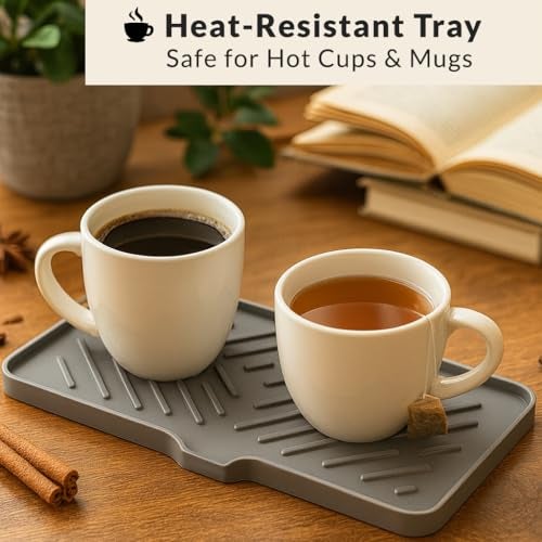 HOMEZE Silicone Sink Drainer Mat 24×15 cm | Multipurpose Kitchen Sink Organizer Tray for Soap, Sponge, Brush Storage & Drying| Non-Slip, Heat-Resistant, Flexible & Easy to Clean Counter Mat - Image 5