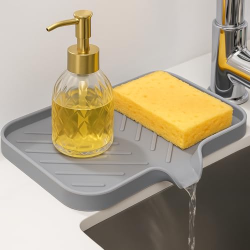 HOMEZE Silicone Sink Drainer Mat 24×15 cm | Multipurpose Kitchen Sink Organizer Tray for Soap, Sponge, Brush Storage & Drying| Non-Slip, Heat-Resistant, Flexible & Easy to Clean Counter Mat - Image 1