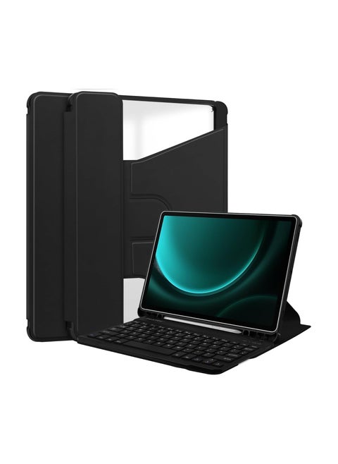 Keyboard case compatible with Samsung Galaxy Tab S10 Plus 12.4-inch 2024 (SM-X820/X826B/X828U) Swivel stand cover Removable wireless keyboard case Tab S10+
