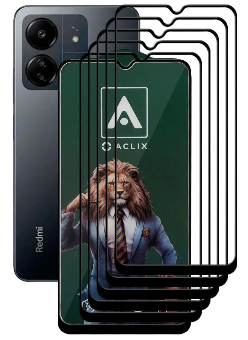 ACLIX 5 Pieces Antistatic ESD Dustproof Premium Quality High Definition Tempered Glass Screen Protector Designed For Xiaomi Redmi 13C - Image 1