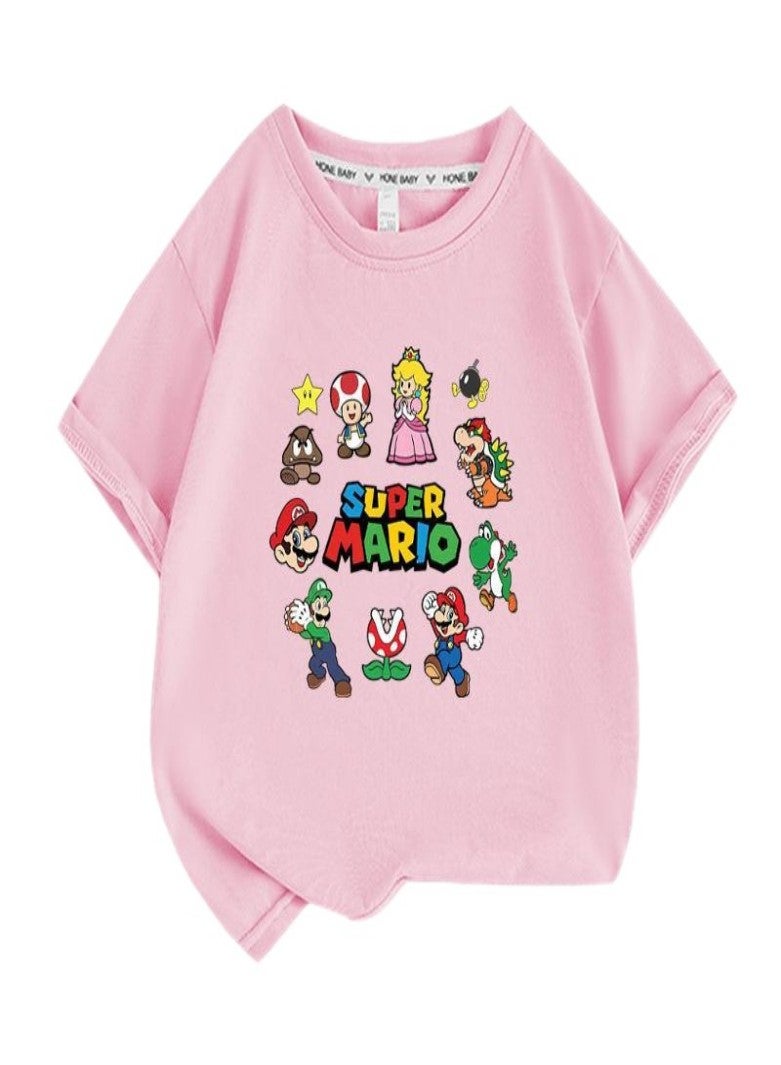Mario Unisex Short Sleeve Stylish Top TShirt cotton Tee for Boys Girls Kid Children