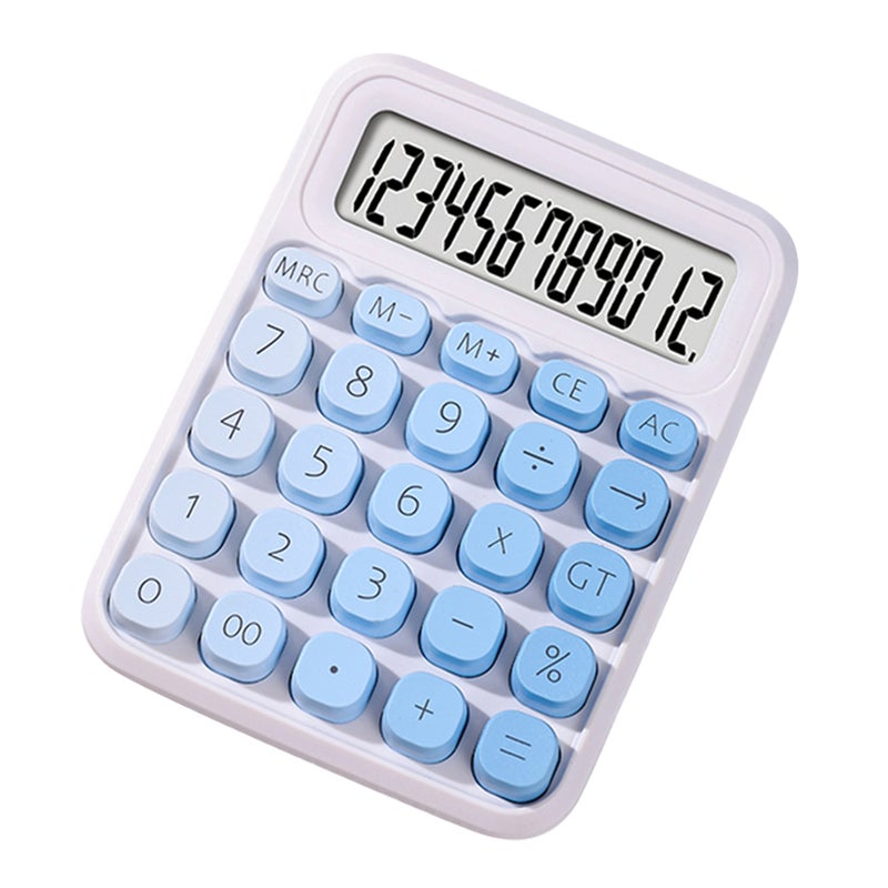 Cute Calculator 12 Digit Large LCD Display Big Round Button Gradient Candy Colored Dual Power Supply Calculator Suitable for Office School Home for Kids Students Accountant - Image 1