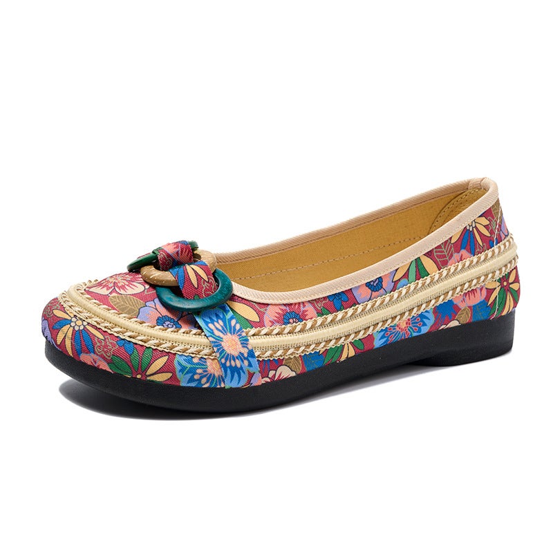 2024 Summer New Old Beijing Cloth Shoes Womens Work Shoes Colorful Comfortable Lightweight Breathable Soft Sole Mother Shoes Single Shoes Yellow