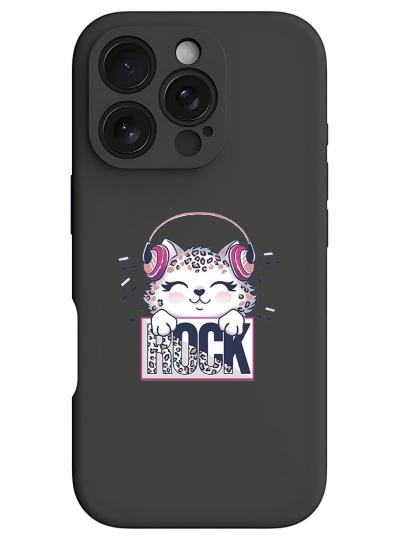 Theodor iPhone 16 Pro Black Protective Slim Fit Case Liquid Silicone Cover with Full Body Protection Anti-Scratch Shockproof Case For iPhone - Rock - Image 1