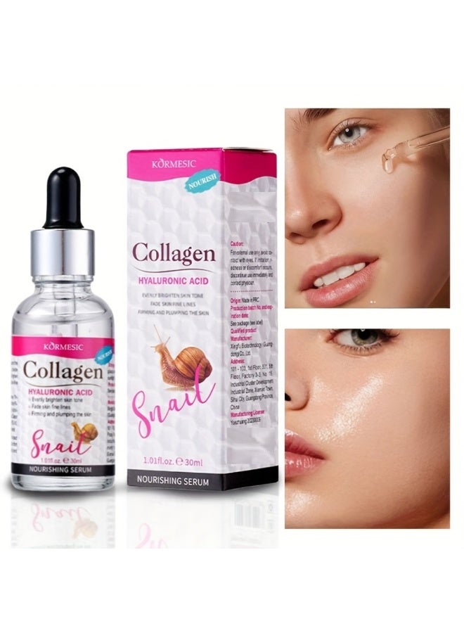 Kormesic سيروم الكولاجين وحمض الهيالورونيك سيروم كولاجين الحلزون للوجه تغذية عميقة ترطيب رفع تجاعيد دقيقة مع الكولاجين وحمض الهيالورونيك وفلتر إفراز الحلزون 30 مل - Image 2