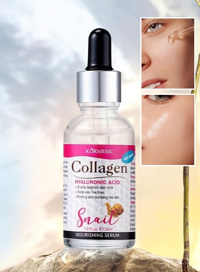 Kormesic سيروم الكولاجين وحمض الهيالورونيك سيروم كولاجين الحلزون للوجه تغذية عميقة ترطيب رفع تجاعيد دقيقة مع الكولاجين وحمض الهيالورونيك وفلتر إفراز الحلزون 30 مل - Image 1