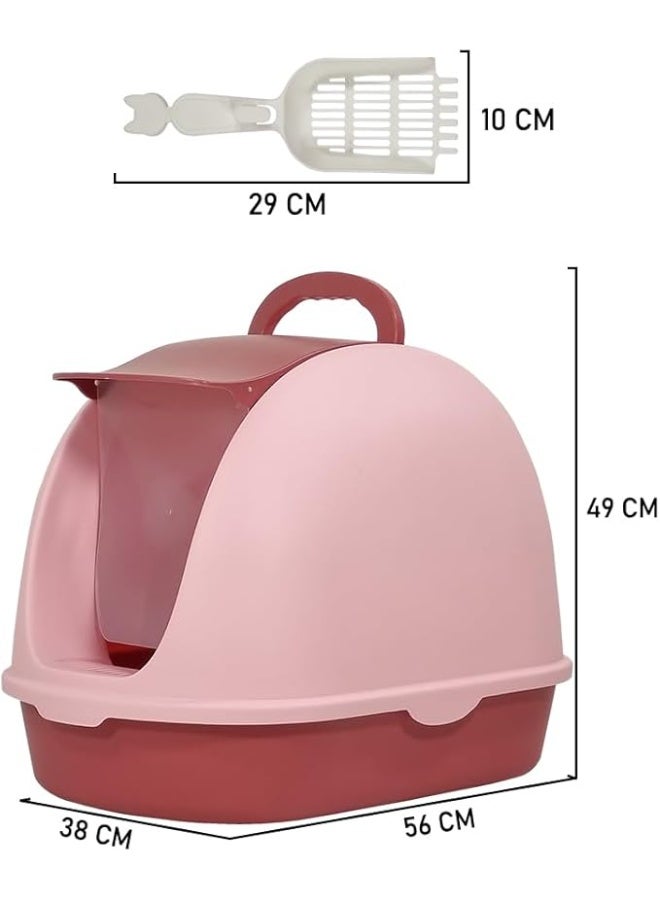 أن ان سي بيتس صندوق قمامة قطط مغلق بالكامل مع مقبض محمول، مدخل بغطاء قلاب، مغرفة قمامة، وتصميم قابل للفصل، مرحاض قطط بلاستيكي متين، مثالي للاستخدام الداخلي/الخارجي، سهل التنظيف (38 سم) - Image 2