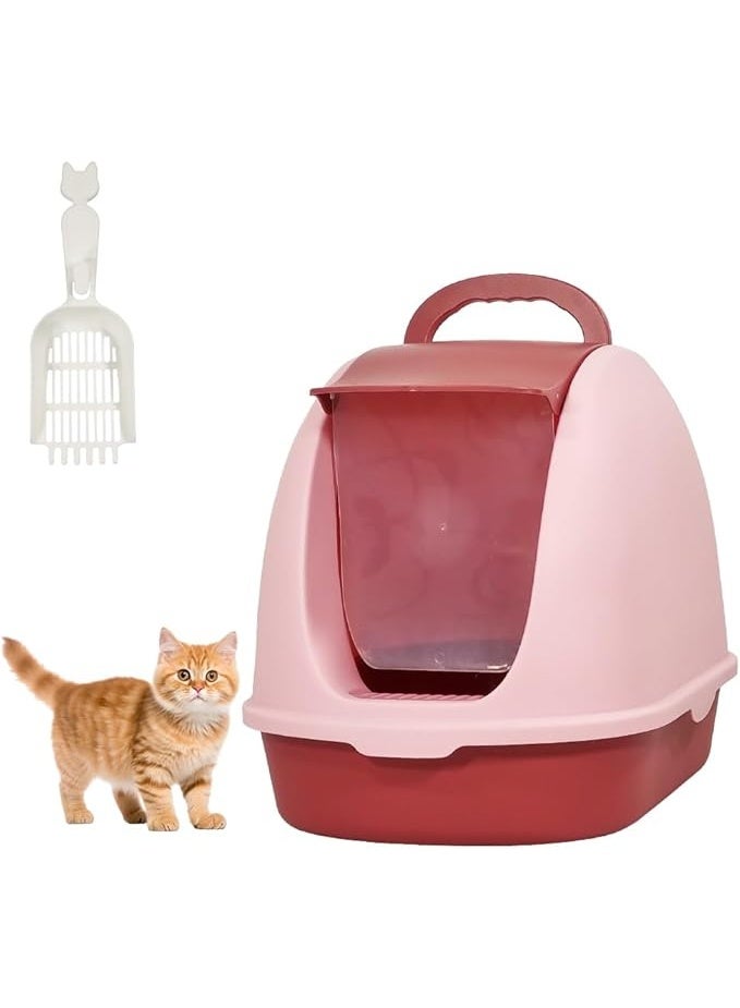 أن ان سي بيتس صندوق قمامة قطط مغلق بالكامل مع مقبض محمول، مدخل بغطاء قلاب، مغرفة قمامة، وتصميم قابل للفصل، مرحاض قطط بلاستيكي متين، مثالي للاستخدام الداخلي/الخارجي، سهل التنظيف (38 سم) - Image 1