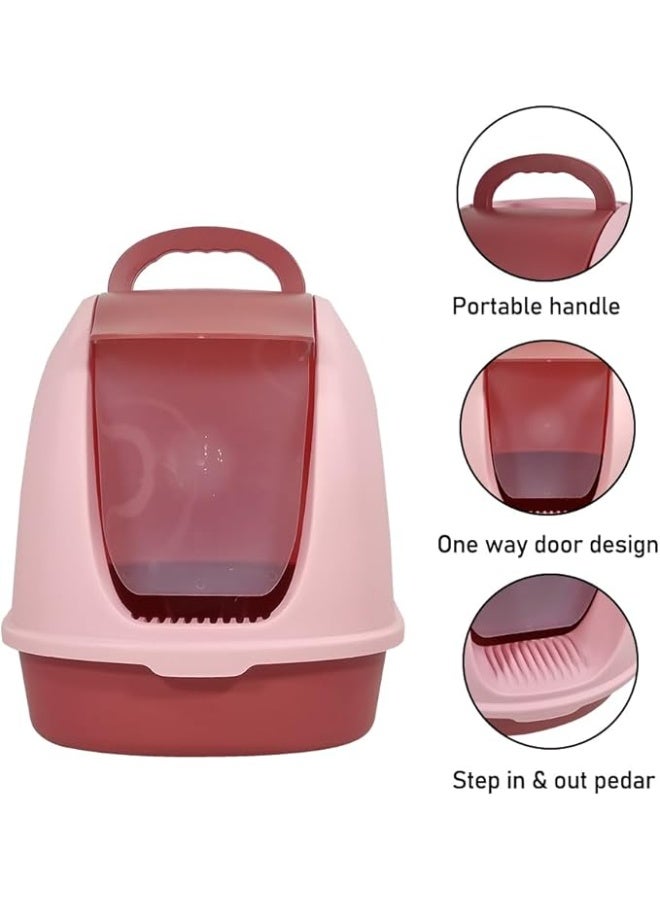 أن ان سي بيتس صندوق قمامة قطط مغلق بالكامل مع مقبض محمول، مدخل بغطاء قلاب، مغرفة قمامة، وتصميم قابل للفصل، مرحاض قطط بلاستيكي متين، مثالي للاستخدام الداخلي/الخارجي، سهل التنظيف (38 سم) - Image 3