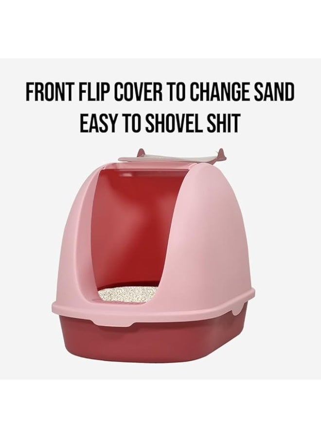 أن ان سي بيتس صندوق قمامة قطط مغلق بالكامل مع مقبض محمول، مدخل بغطاء قلاب، مغرفة قمامة، وتصميم قابل للفصل، مرحاض قطط بلاستيكي متين، مثالي للاستخدام الداخلي/الخارجي، سهل التنظيف (38 سم) - Image 4