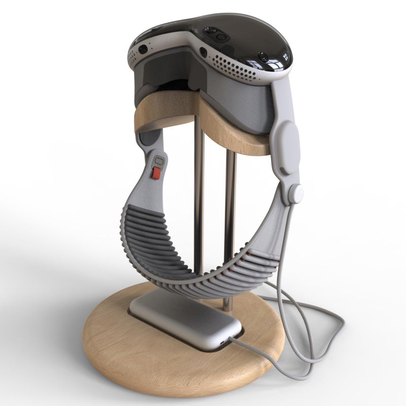 Bantlou Vision Pro Stand Wooden VR Stand with Battery Holder Vision Pro Headset Display Stand Fits Most VR Stands Vision Pro Stand Gift for Dads Kids VR Enthusiasts Gamers and Professionals - Image 2