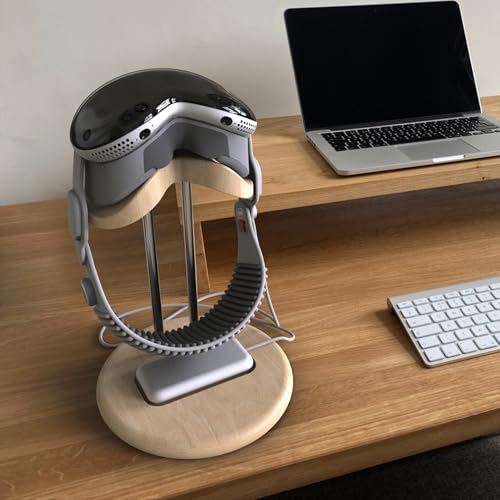 Bantlou Vision Pro Stand Wooden VR Stand with Battery Holder Vision Pro Headset Display Stand Fits Most VR Stands Vision Pro Stand Gift for Dads Kids VR Enthusiasts Gamers and Professionals - Image 3