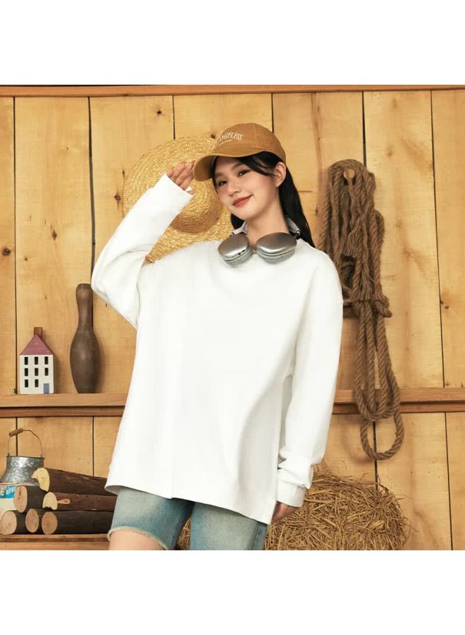 Vancl Men's Crew Neck Sweatshirt Spring Autumn Plus Size Long Sleeve Shirt Winter Base Layer Dark Gray L - Image 3