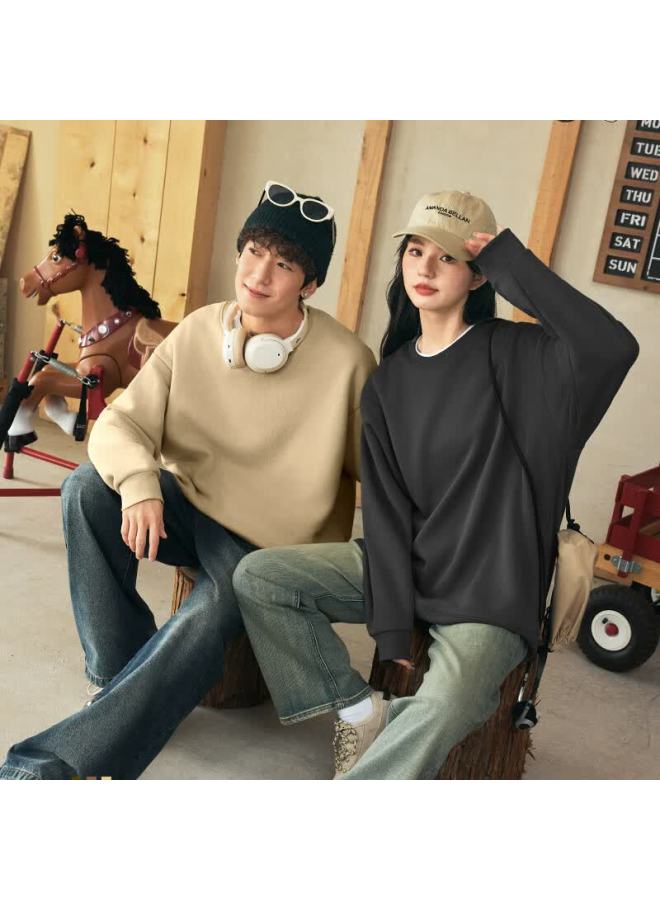 Vancl Men's Crew Neck Sweatshirt Spring Autumn Plus Size Long Sleeve Shirt Winter Base Layer Dark Gray L - Image 1