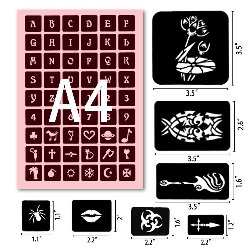 Koogel 524PCS Henna Tattoo Stencil Kit with Pen, Reusable Body Art Templates for Festivals, Parties & Weddings, Perfect DIY Craft Gift for Women, Girls, Kids - Image 2