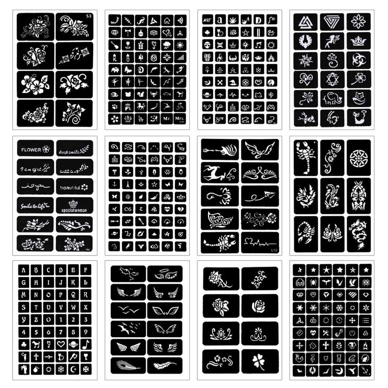 Koogel 524PCS Henna Tattoo Stencil Kit with Pen, Reusable Body Art Templates for Festivals, Parties & Weddings, Perfect DIY Craft Gift for Women, Girls, Kids - Image 5