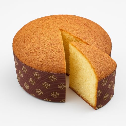 Esslly 1kg Disposable Paper Cake Mould (18.5 x 6 cm) .- Brown with Gold Floret, Free-Standing, Pack of 10, Durable & Stylish, Oven Safe, Perfect for Baking Cakes and Breads. - Image 2