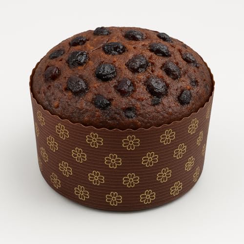 Esslly 1kg Disposable Paper Cake Mould (18.5 x 6 cm) .- Brown with Gold Floret, Free-Standing, Pack of 10, Durable & Stylish, Oven Safe, Perfect for Baking Cakes and Breads. - Image 5