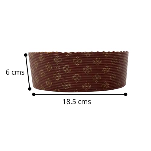 Esslly 1kg Disposable Paper Cake Mould (18.5 x 6 cm) .- Brown with Gold Floret, Free-Standing, Pack of 10, Durable & Stylish, Oven Safe, Perfect for Baking Cakes and Breads. - Image 3