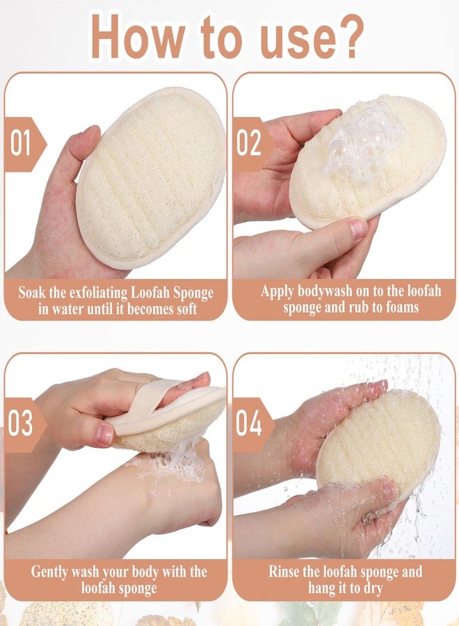 Ajcotahm 4 Pcs Natural Loofah Sponge, Luffa Exfoliating Body Scrubber for Women Men Bath Loofah for Body and Face Made with Shower Luffa Sponge - Image 4