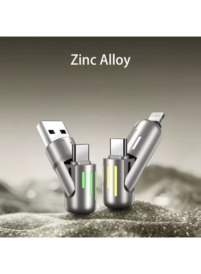 TOP TP-43 4-in-1 Fast Charging Silicone Cable 100W – Type-C / Lightning / USB, 1M with RGB Lights - Image 3