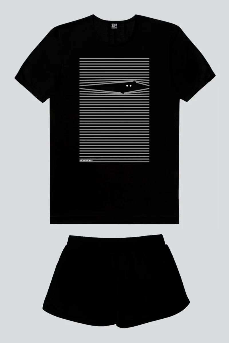 Rock&Roll Noluyo Ya Black Short Sleeve Women's Shorts Set