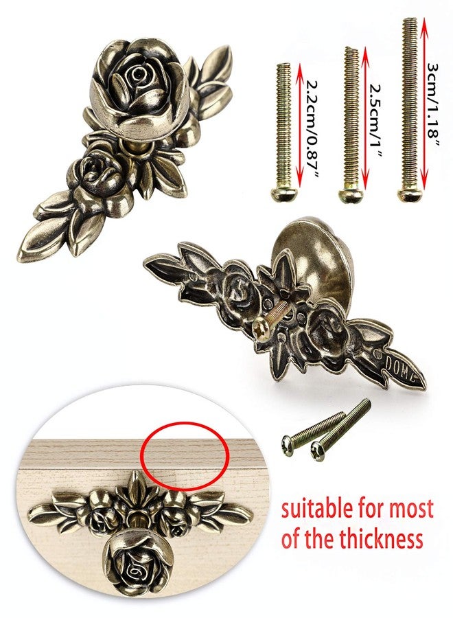 JUXYES Pack of 5 Euro Rose Decorative Cabinet Knobs with Plate, Floral Ivory Drawer Knob Cupboard Door Knobs, Ivory White Drawer Pulls Cabinet Handle Knobs for Dresser Cabinet - Image 3