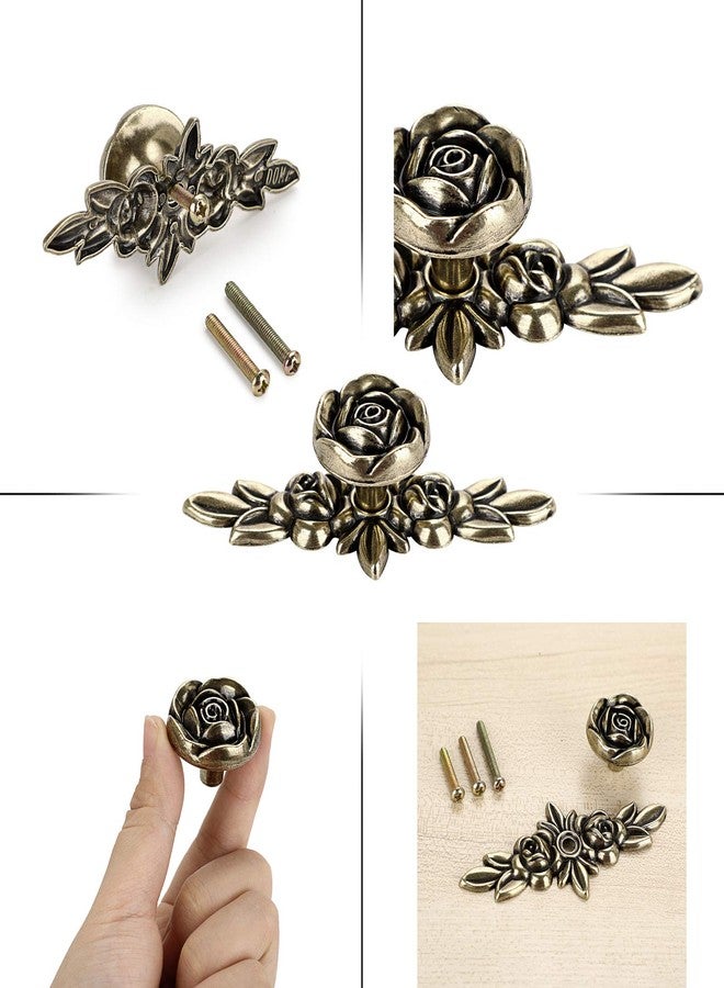 JUXYES Pack of 5 Euro Rose Decorative Cabinet Knobs with Plate, Floral Ivory Drawer Knob Cupboard Door Knobs, Ivory White Drawer Pulls Cabinet Handle Knobs for Dresser Cabinet - Image 4