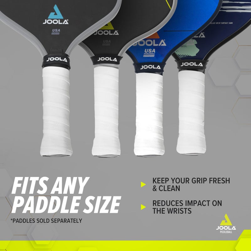 JOOLA Pickleball Overgrip - Tacky Feel Premium Synthetic Overgrips - Set of 4 - Pickleball Grip Tape for Any Brand Racket - Anti Slip Pickleball Tape Fits Elongated, Standard & Skinny Handles,White - Image 3