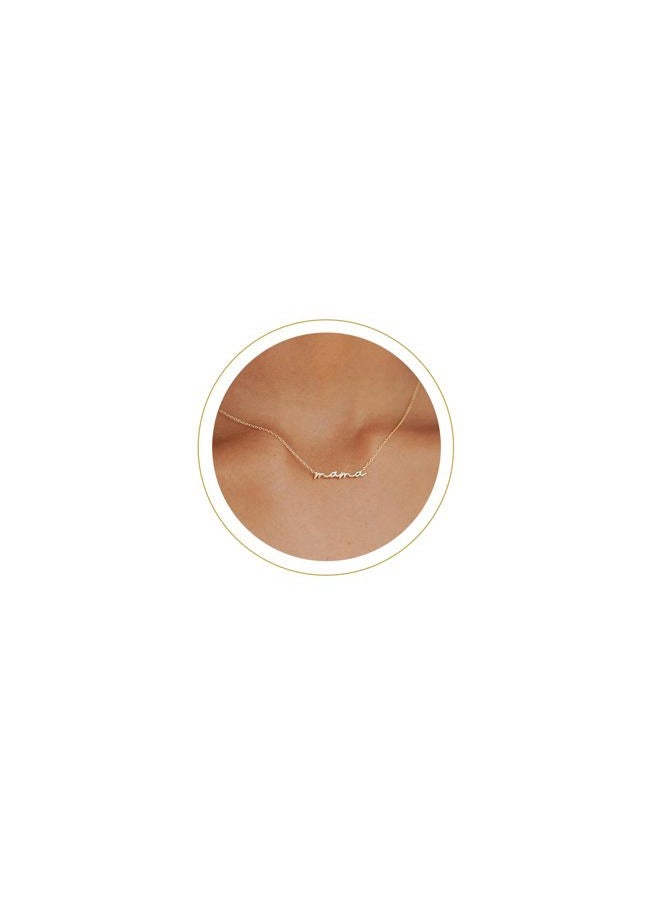 Moodear Dainty Small Mama Necklaces for Women - 18K Gold Plated Mom Chain Pendant Necklace for Mother's Day Gifts for Mom, New Mom Gifts - Image 1