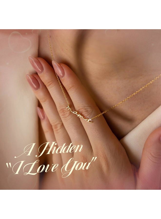 Moodear Dainty Small Mama Necklaces for Women - 18K Gold Plated Mom Chain Pendant Necklace for Mother's Day Gifts for Mom, New Mom Gifts - Image 2