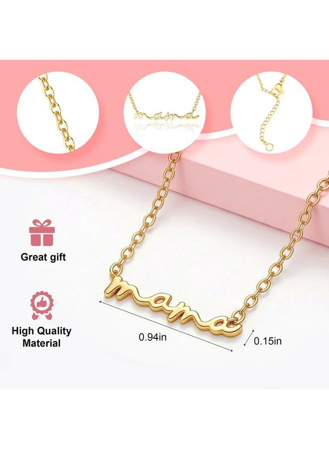 Moodear Dainty Small Mama Necklaces for Women - 18K Gold Plated Mom Chain Pendant Necklace for Mother's Day Gifts for Mom, New Mom Gifts - Image 5