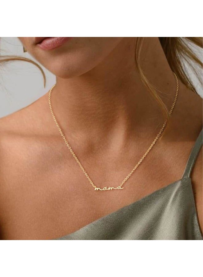 Moodear Dainty Small Mama Necklaces for Women - 18K Gold Plated Mom Chain Pendant Necklace for Mother's Day Gifts for Mom, New Mom Gifts - Image 3