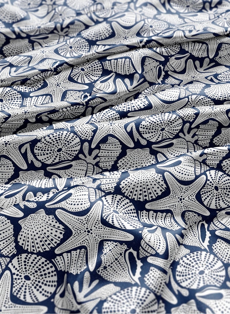 Vellato Al Lail Aramny Silk Fabric By The Yard Navy White Starfish Shells Jalabiya Makhweer Dressmaking 58 Inches Width - Image 3