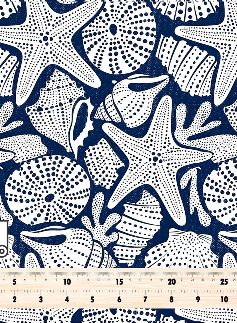 Vellato Al Lail Aramny Silk Fabric By The Yard Navy White Starfish Shells Jalabiya Makhweer Dressmaking 58 Inches Width - Image 4