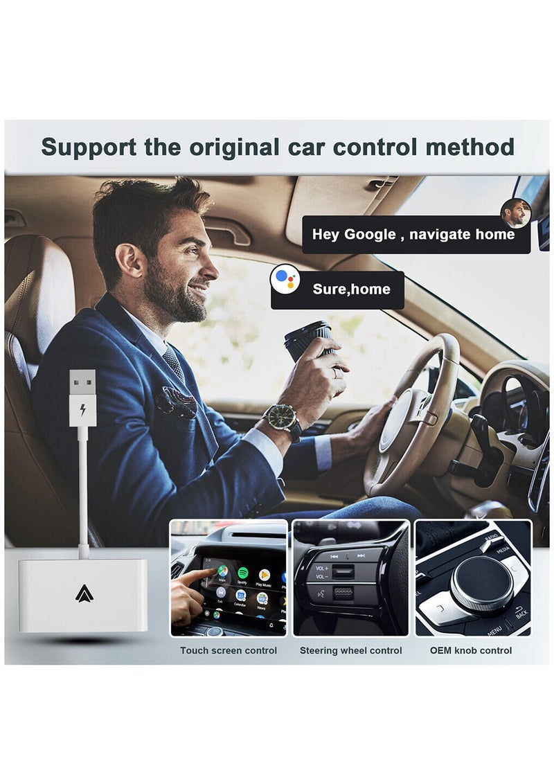 Generic - Wireless CarPlay Android Auto Adapter, CarPlay Dongle for OEM Wired CarPlay Cars, Convert Wired to Wireless CarPlay, Support Online Update Plug & Play Easy Use Fit for Cars (White) - Image 1