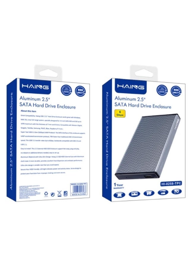 Haing HI-0258-TPC Aluminum 2.5" Sata Hard Drive Enclosure - Image 1