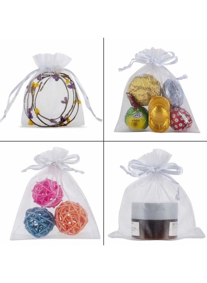 HRX Package 100pcs White Organza Jewelry Bags Drawstring 3 x 4 inch, Little Mesh Gift Pouches Mini Candy Bags for Small Presents Jewelry Earrings - Image 5