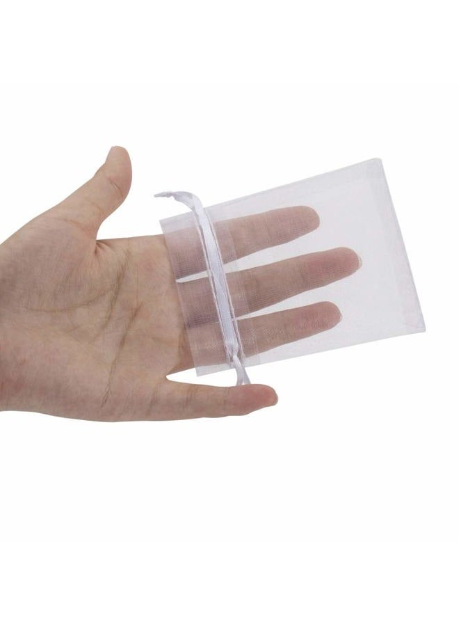 HRX Package 100pcs White Organza Jewelry Bags Drawstring 3 x 4 inch, Little Mesh Gift Pouches Mini Candy Bags for Small Presents Jewelry Earrings - Image 3